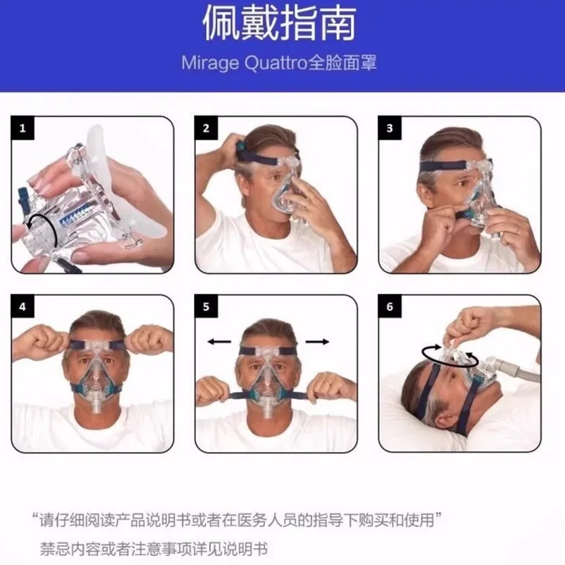 Large size Mirage Quattro Full face Nasal mask CPAP Mask for ResMed - view 6