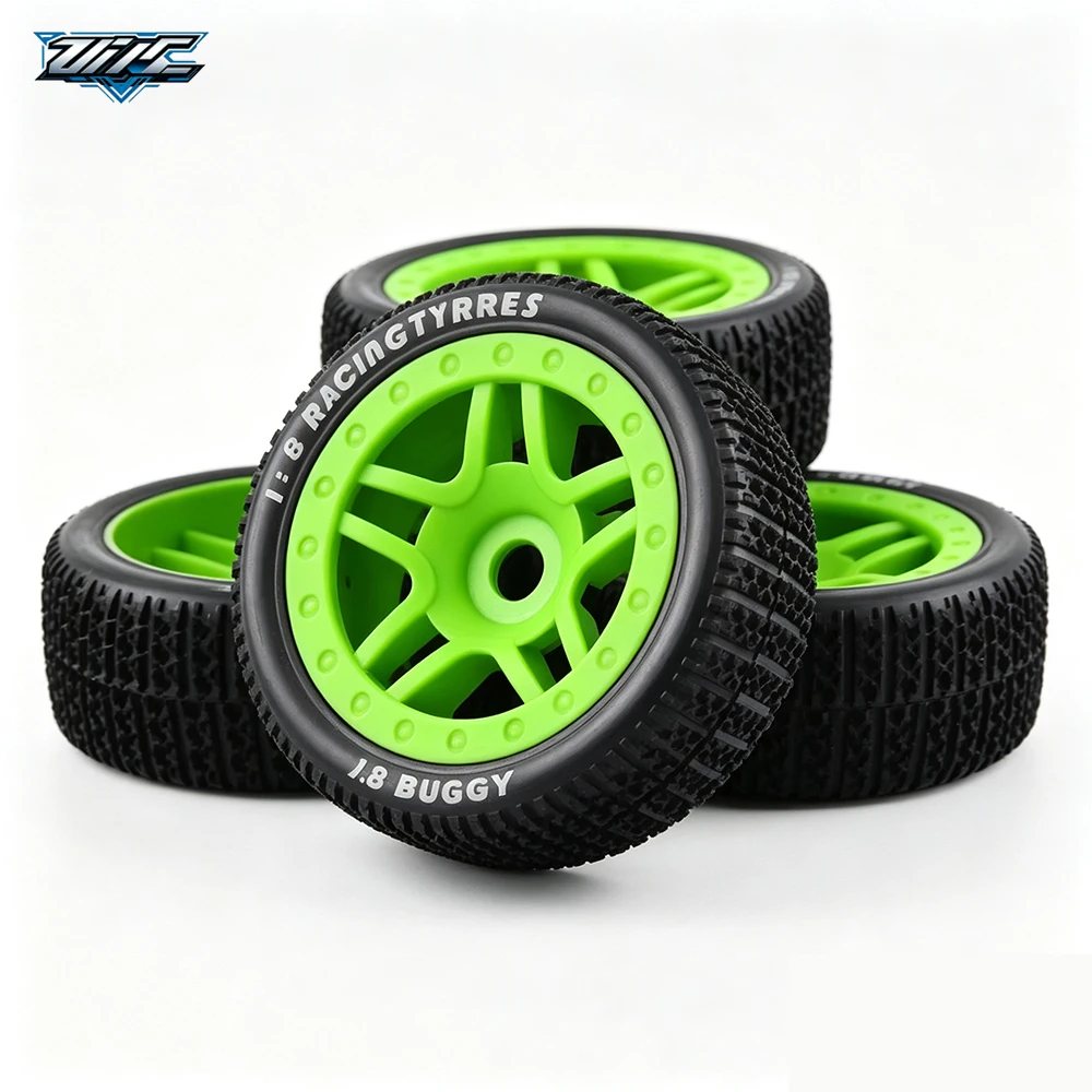 Durable Rubber Off‑Road Buggy Tires, 4Pcs 110mm 1/8 RC Car Tyres For HSP Redcat Losi HPI Kyosho MP9 Hobao Hyper Upgrade Parts