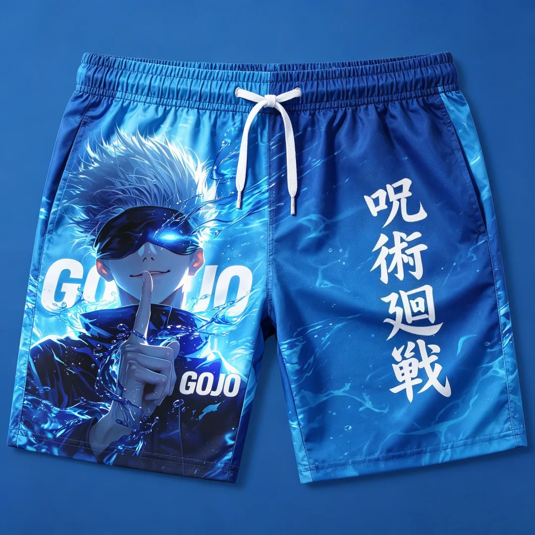 2026 Jujutsu Kaisen Satoru Gojo 3D Print Men's Quick Dry Sports Shorts Summer Casual Shorts Elastic Waist Anime Pants Breathable