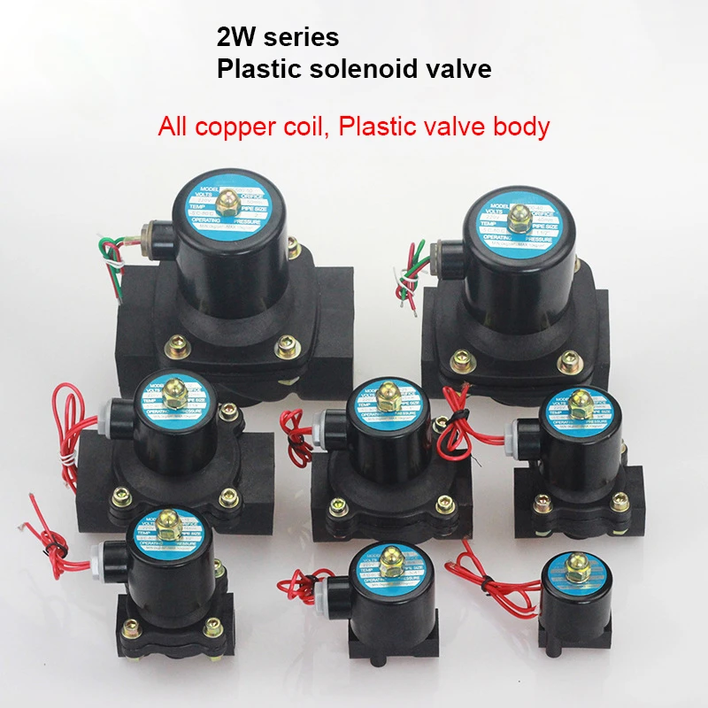 DN8-DN50 Plastic Motorized Solenoid Valve Normally Closed AC220V DC24V DC12V For Water Oil Air