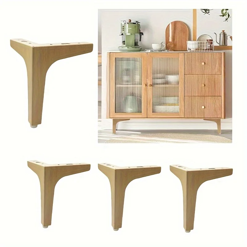 4 pieces of white oak furniture legs -15/17cm wood grain finish, shelves, bedside tables, sofa furniture legs, table legs