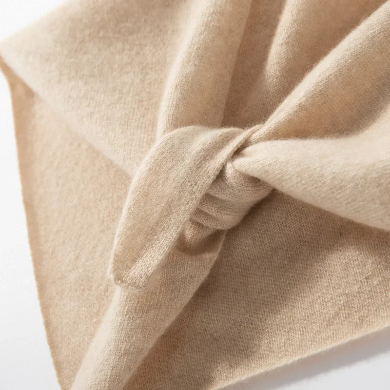 

Женский шарф из 100% козьего кашемира, весна-осень-зима, кашемировый трикотаж, шикарная шаль Grace, простой стиль, однотонный треугольный шарф