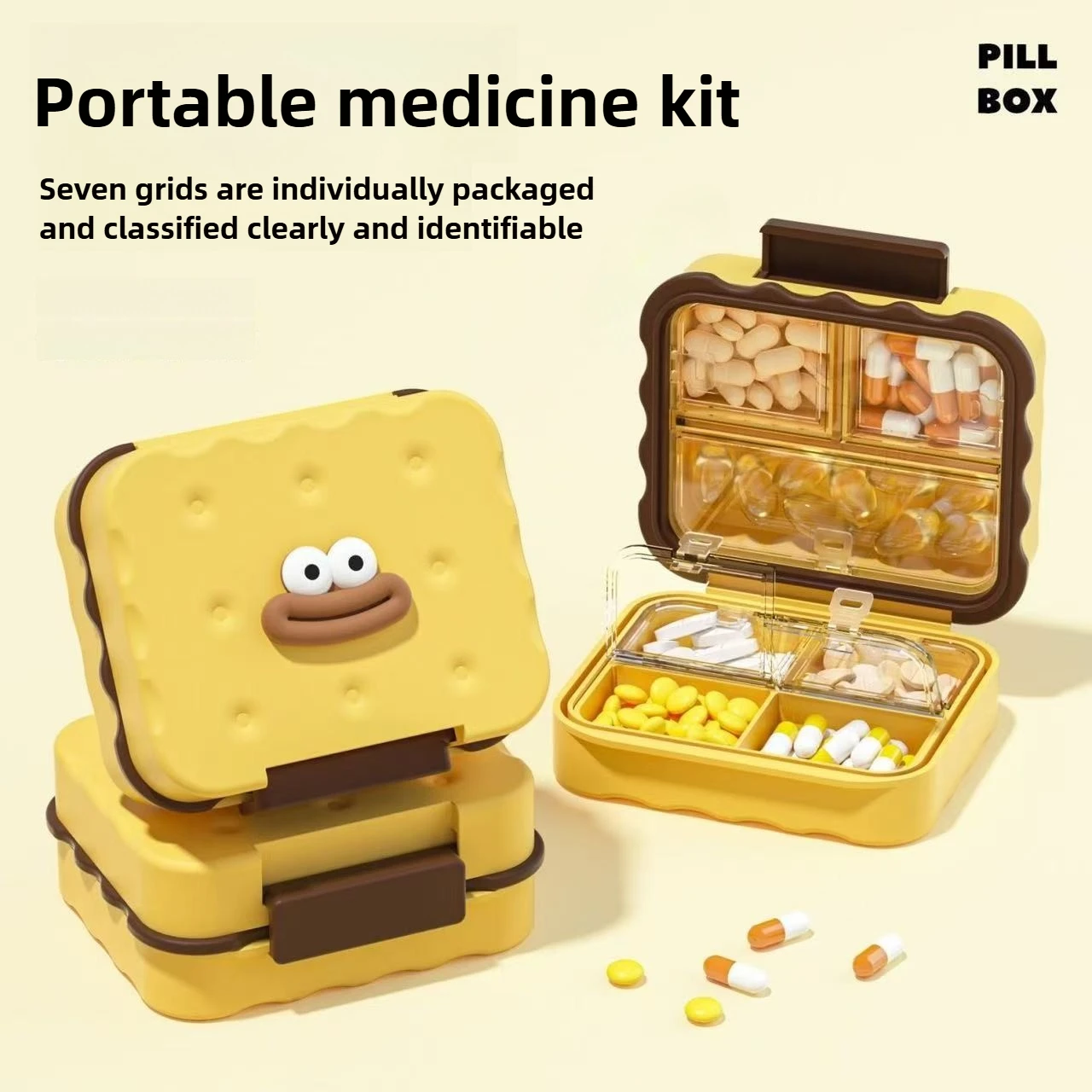 

Портативная коробка для таблеток с 7 сетками, водонепроницаемый органайзер для путешествий, мини-футляр для хранения ювелирных изделий с крышкой, компактный для ежедневного использования, Vacat