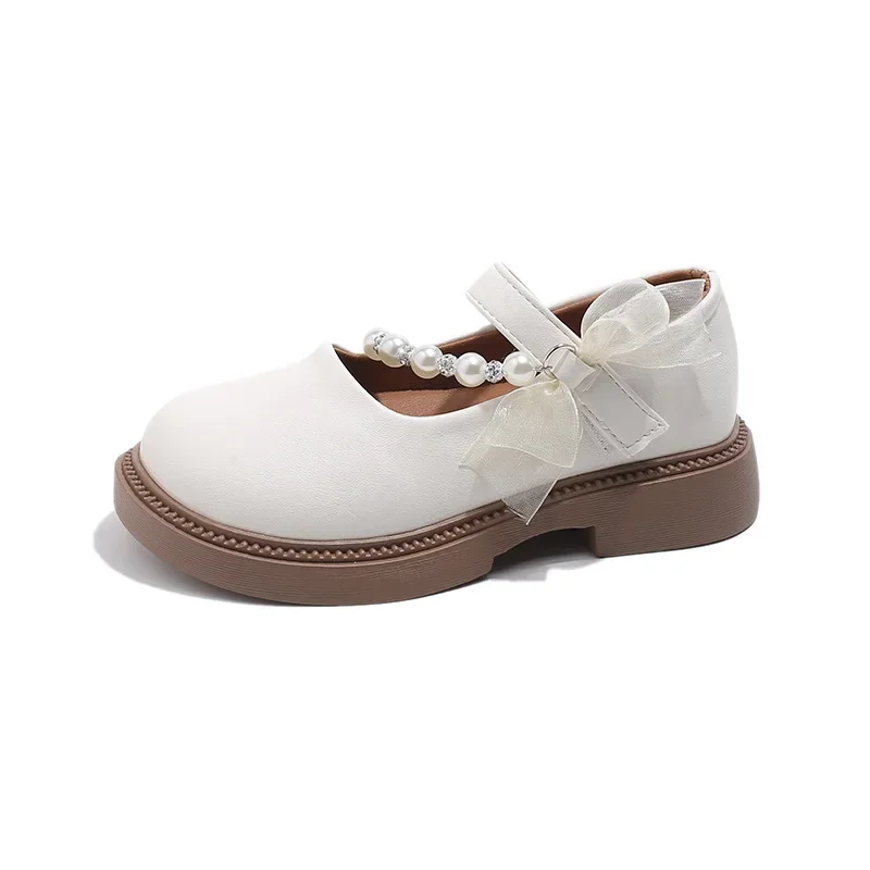 

Girl PU Leather Shoes Spring Autumn New Fashion Bow Princess Shoes Children's Versatile Black Soft-soled Loafer Flats Size 26-35