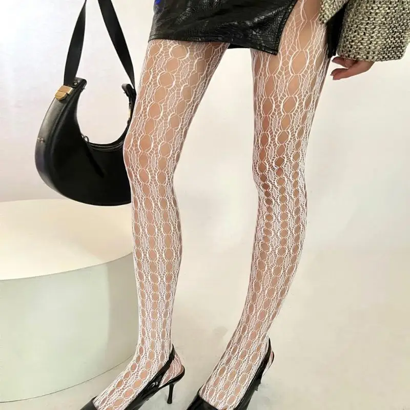 

Y3NE Fashionable Women's Fishnet Stockings Hollowed Textured Pattern Tights Pantyhose