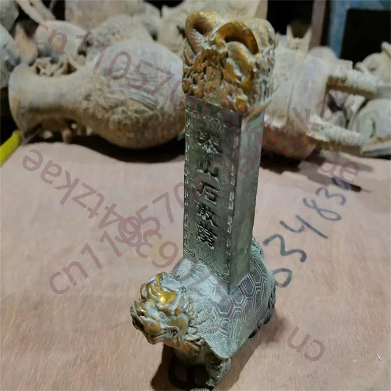 China Come From FOLK Collection Copper Gilded Dragon Turtle Towing Stele