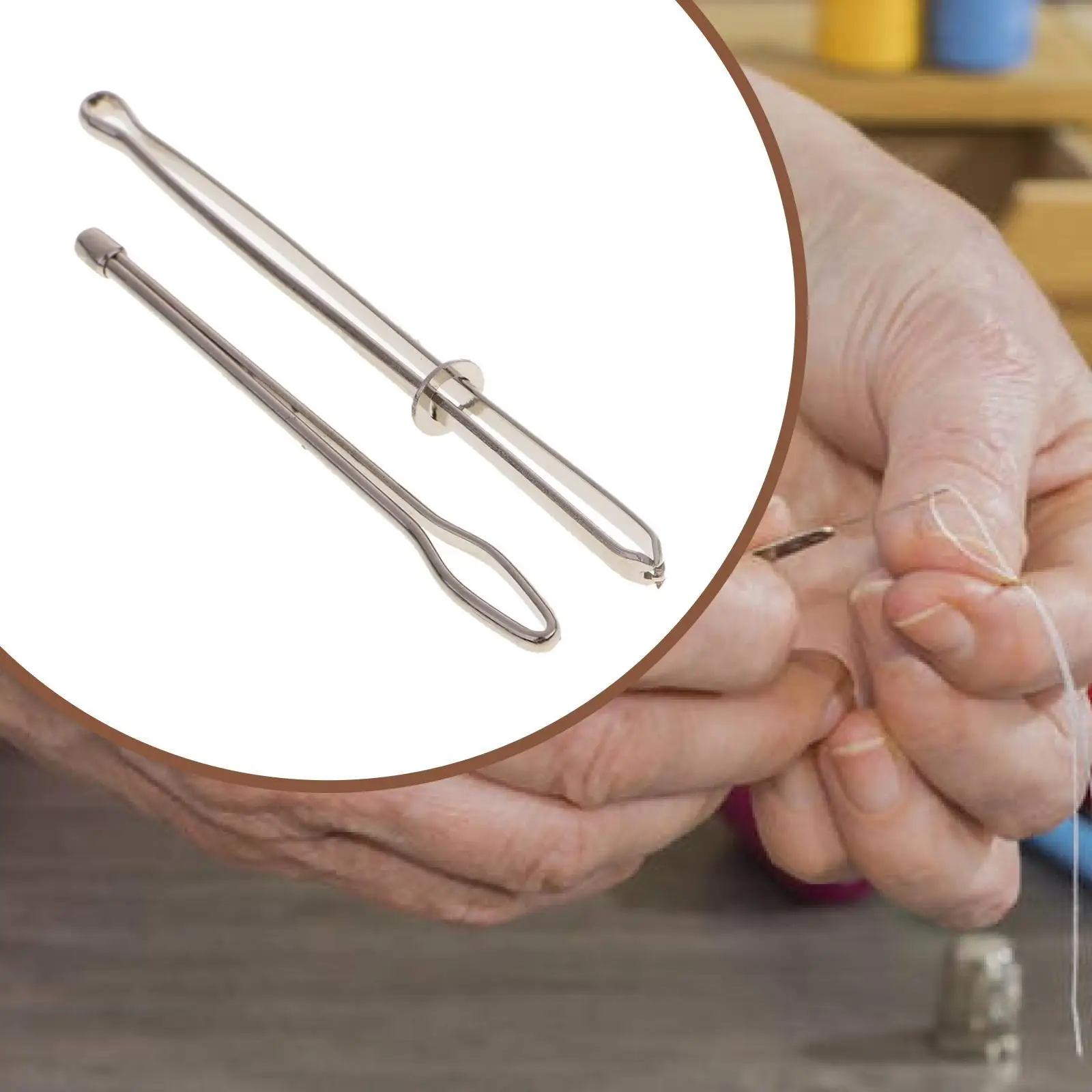 Sewing Accessory Stainless Steel Threader Tools with Tweezer for Fasten Fabric and DIY Craft Sewing