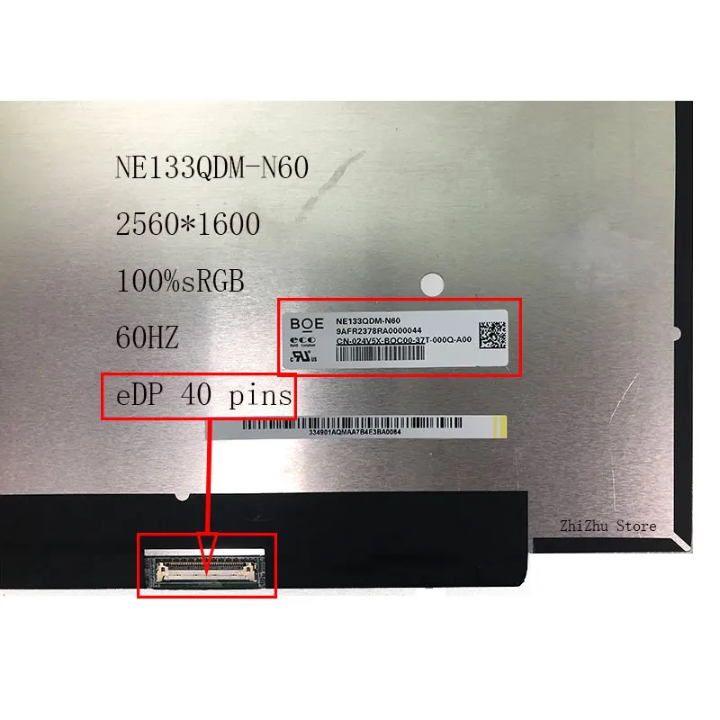 NE133QDM-N60 fit LP133WQ1-SPD1 13.3'' IPS Laptop LCD Screen Panel Matrix 2560*1600 EDP 40 Pins 100%sRGB Related items Motherboar