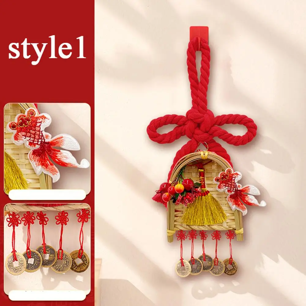 2026 محظوظ السنة الجديدة قلادة الباب معلقة مكنسة مجرفة قلادة الصينية عقدة الباب ديكور المنزل قلادة السنة الجديدة الميمونة
