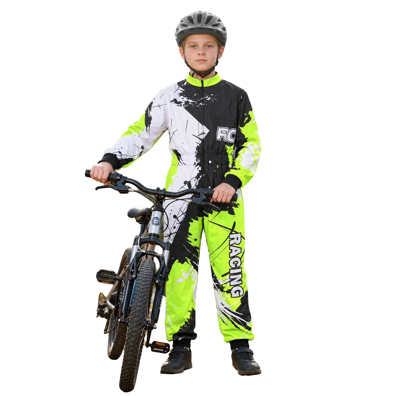 Jungen Motocross-Rennanzug, einteiliger Dirt-Bike-Rennanzug für Kinder, Spritzdruck, Offroad-ATV-Motorrad-Fahrkostüm – Detail 6