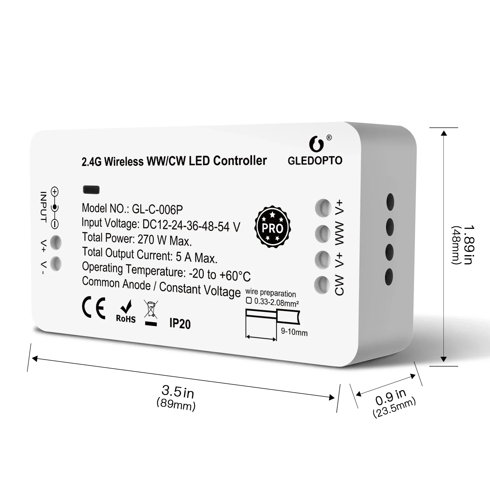 Imagem -02 - Gledopto Pro ww cw Led Strip Controller Compatível com Hub Bridge Mobile Phone App Controle Remoto de Voz dc 1254v Zigbee 3.0