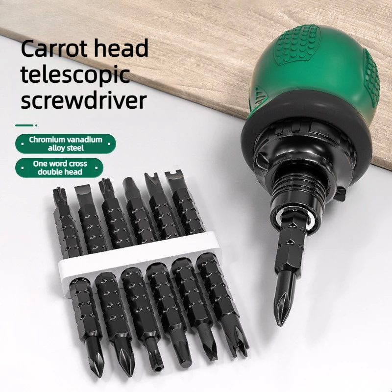 Home mini manual Phillips screwdriver with bi-directional blade heads, multifunctional and extendable shaped screwdriver