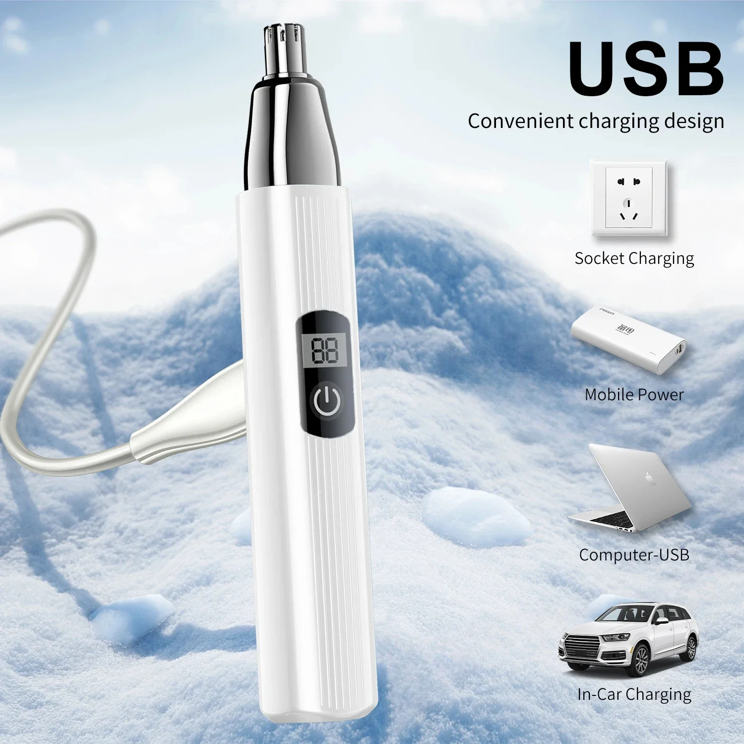 Elektryczna maszynka do włosów w nosie Akumulatorowa maszynka do włosów w nosie z wieloma mocami Automatyczna, nadająca się do prania trymer 2 w 1 dla mężczyzn i kobiet