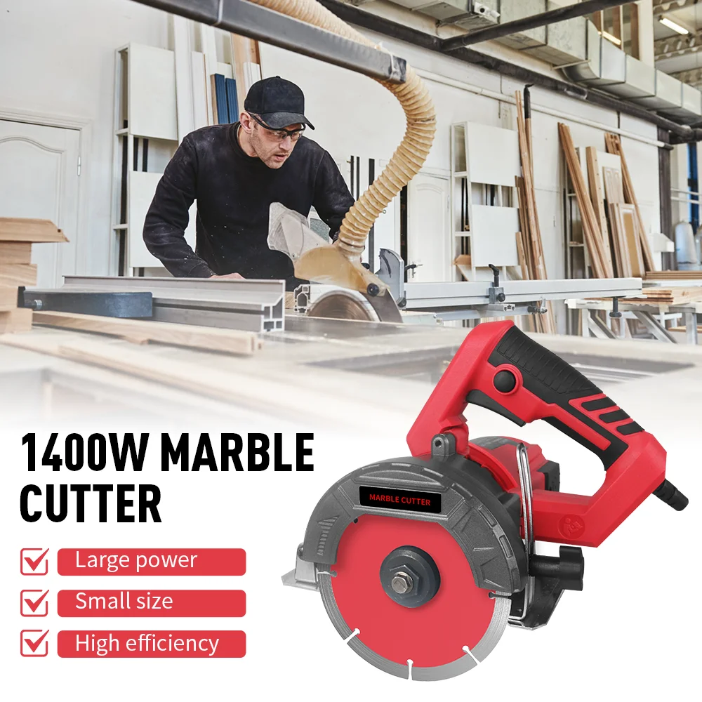 1400W Marble Cutter Electric Circular Saw Ceramic Tile Cutting Wall Grooving Machine 0-45° Bevel Marble Slotting Concrete Saws