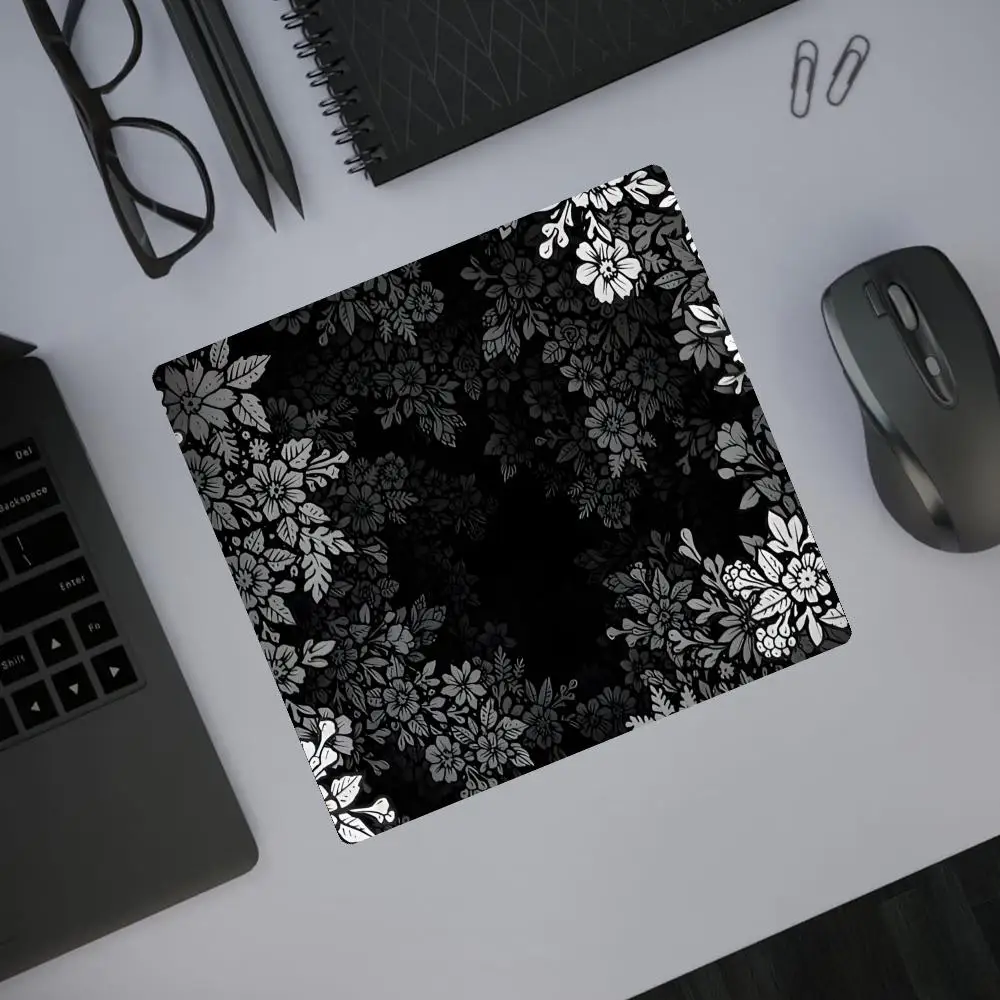 

HD Black Pink Cherry Blossoms Glass Mouse Pad Gaming Pad Smooth Frosted Surface Waterproof Desk Tempered Multiple Sizes HYBXAXC