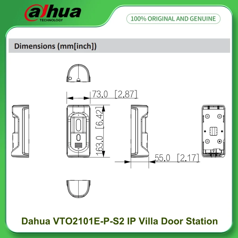Dahua DHI-VTO2101E-P-S2 Stazione porta villa IP Serie VTO2 Telecamera CMOS HD da 2 MP Videocitofono Campanello IP65 IK10 Altoparlante incorporato