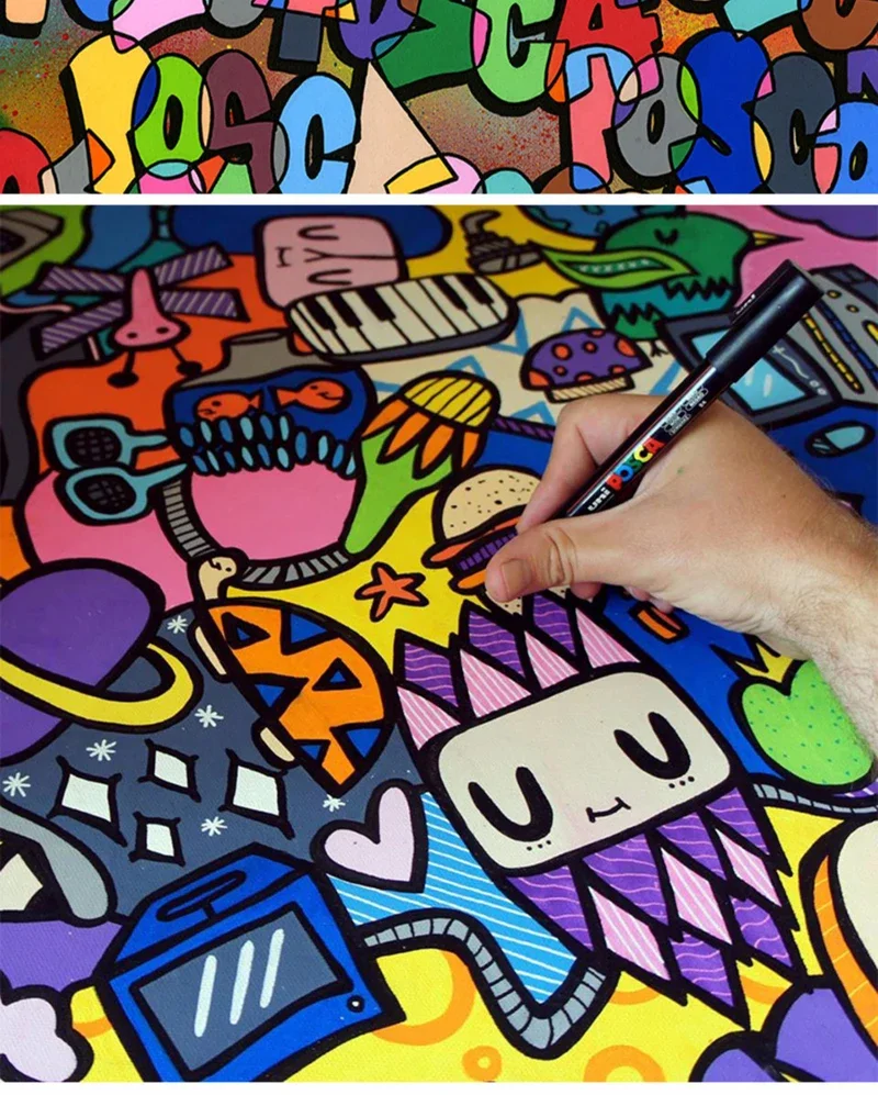 UNI POSCA PC-8K Acrylfarben-Marker Art POP, breite Spitzen, 8 mm Meißelform, Stoffstift, Künstlerbedarf, breite Farbmarker – Detail 8