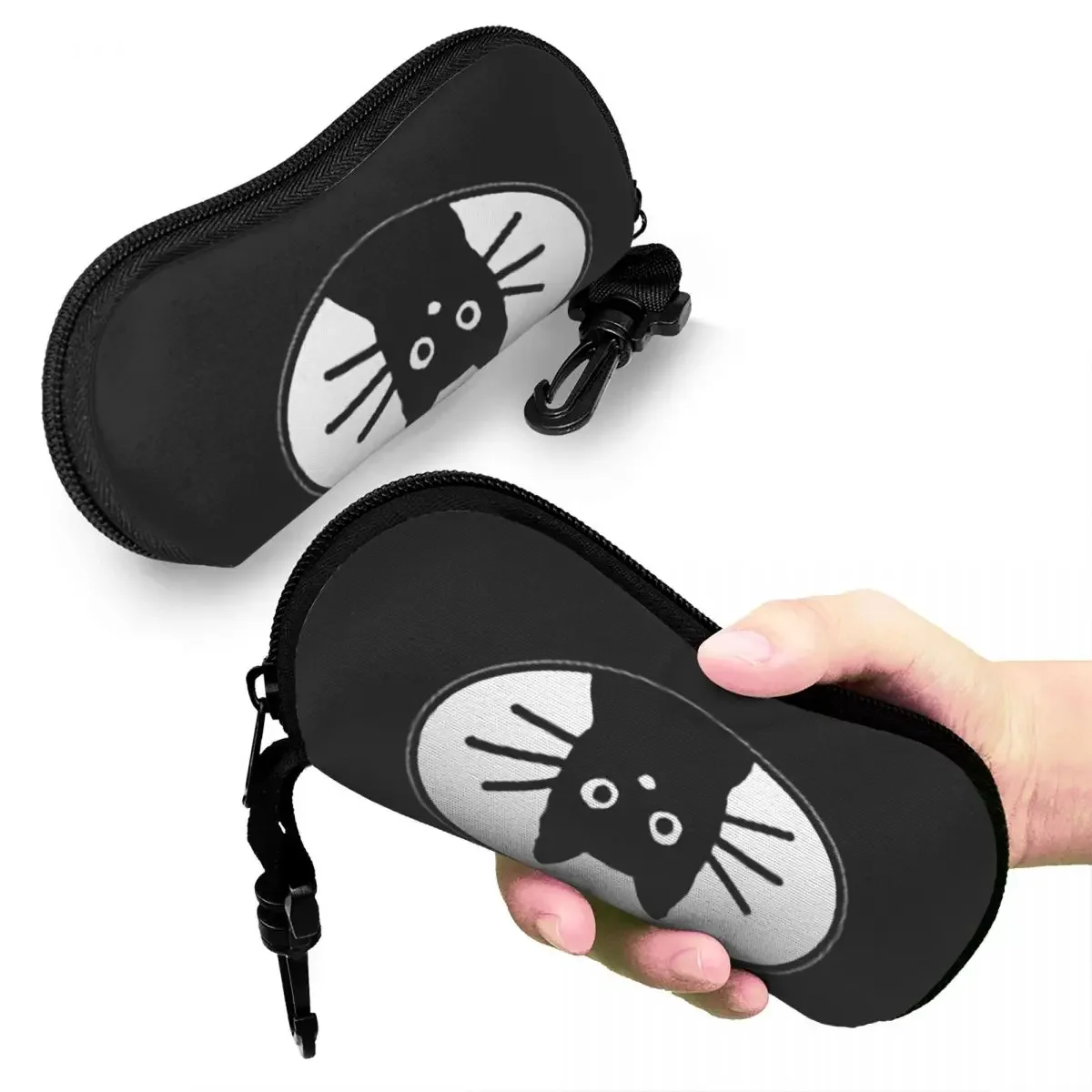

Black Cat Fac Shell Glasses Case Protector Sunglasses Box Women Men Soft Eyeglass Bag Pouch