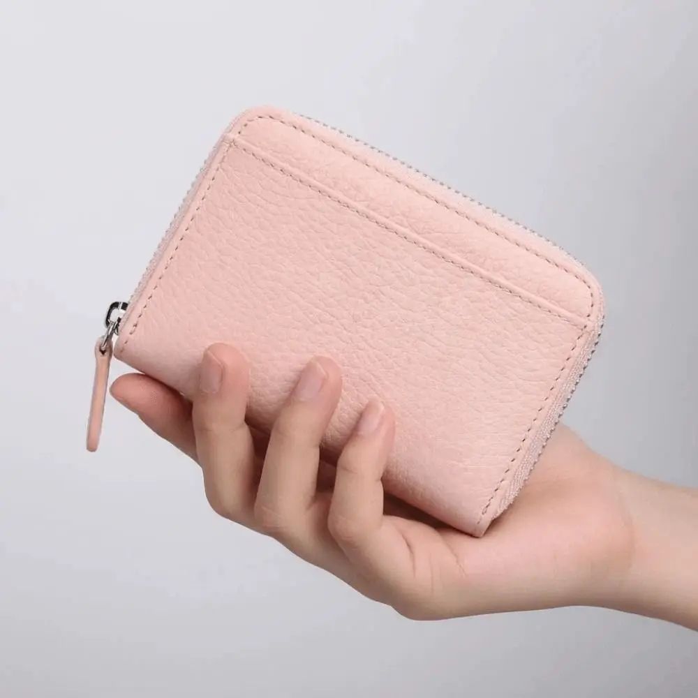 

Кошелек для монет с RFID-защитой, тонкий, из кожи, антимагнитный, однотонный, простой, короткий, портативный, для карт, для работы