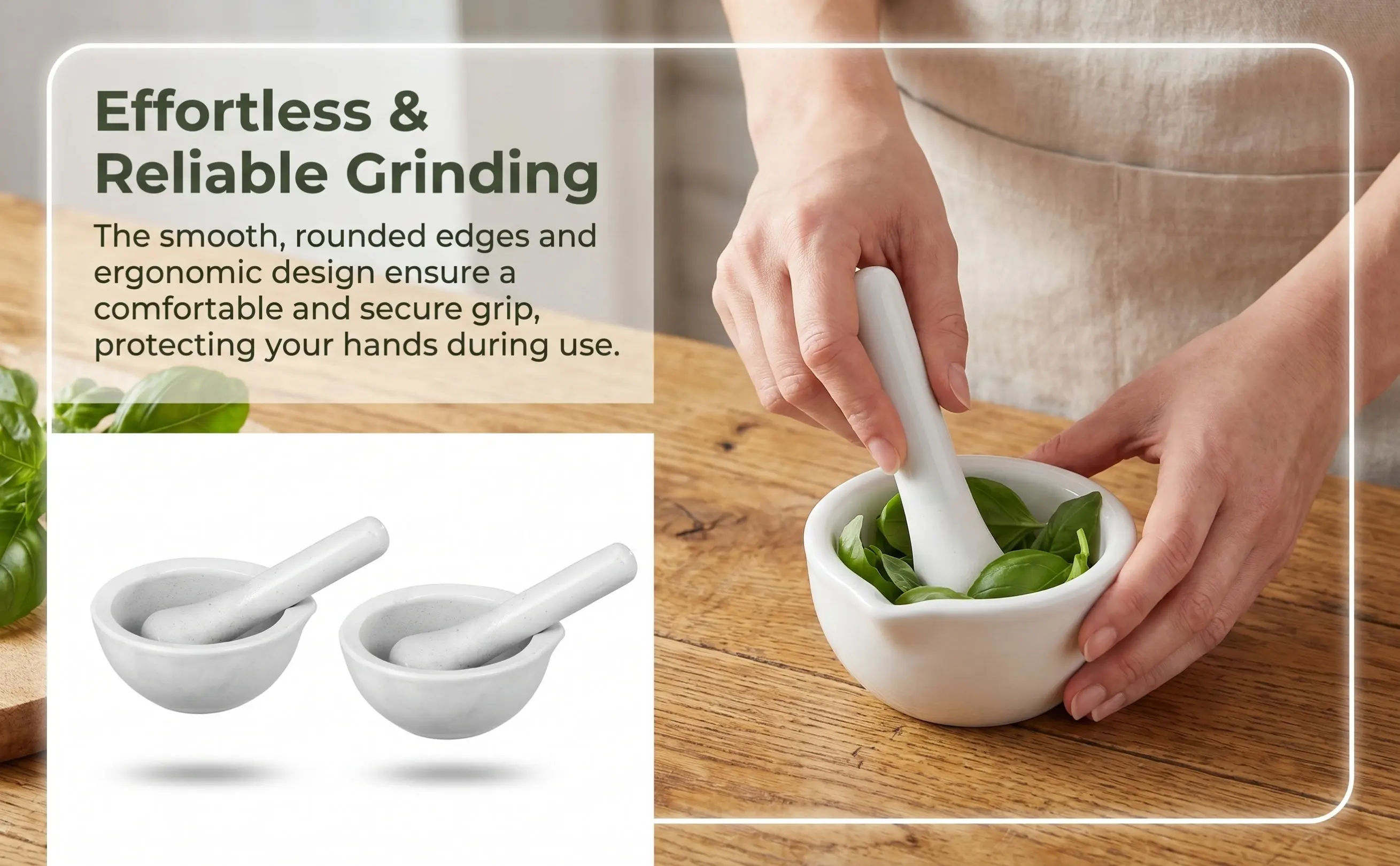 2Sets Porcelain Pestle Set Medicine Grinding Bowl Kitchen Lab Use Premium Material Easy Clean Stable Counter Garlic Crusher