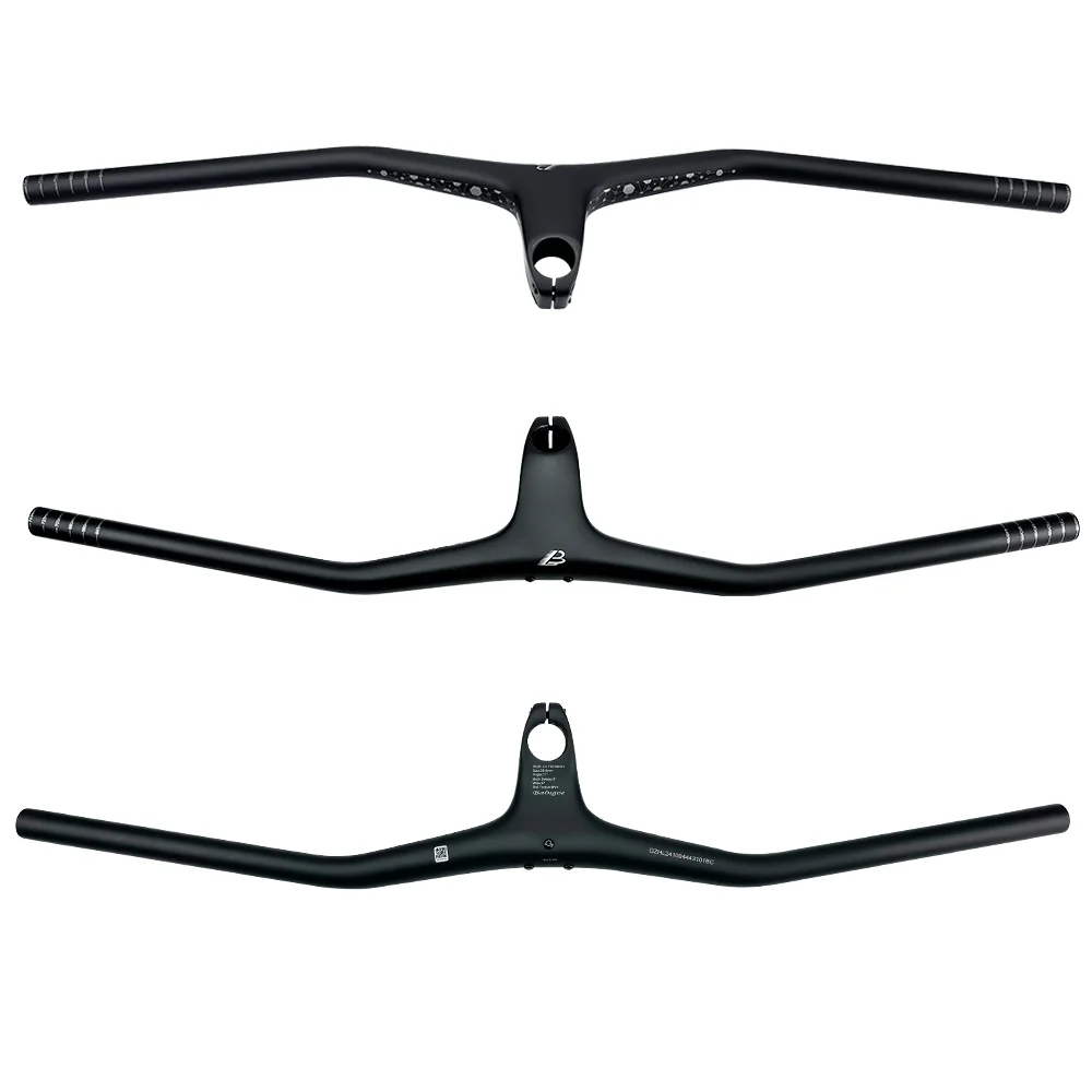 BALUGOE Carbon Mountain Bike Integrated Handlebar 28.6mm -17Degree Mtb Handlebars and Stem 740mm60/70/80/90/100mm Bicycle handle