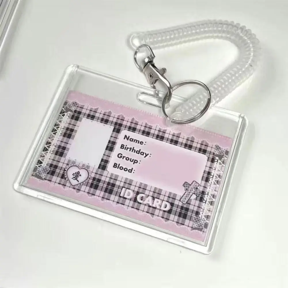 2024 Acrylic Photocard Holder Transparent Spring Rope Card Holder Keychain Card