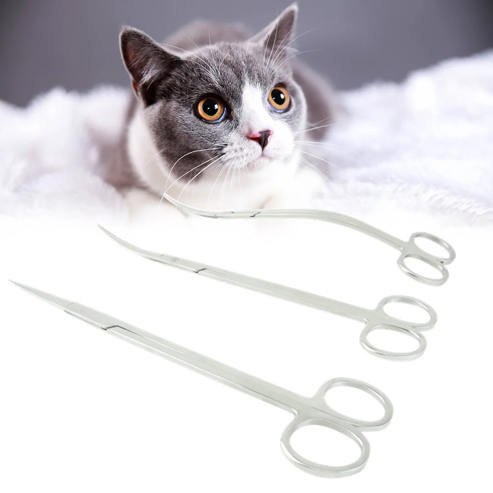 

3pcs Stainless Steel Aquatic Plant Scissors Long Handle Straight Curved Edge Water Grass Trimming Tool For Aquarium Fish