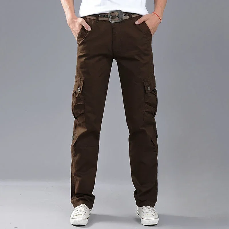 

Male Trousers Winter Multipockets Fleece-lined Men's Cargo Pants Work Wear Korean Multi Pocket Baggy Luxury Loose Harajuku Emo