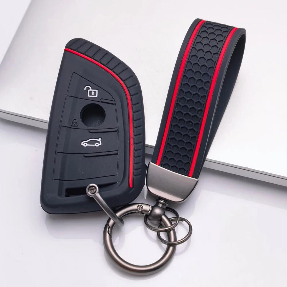 Silicone Key Case Cover for BMW F48 F46 F10 F20 F30 X1 X2 X3 X4 X5 X6 Z4 1 2 3 4 5 6 7 Serie 7 Wallet Remote Car Keychain Holder view 2