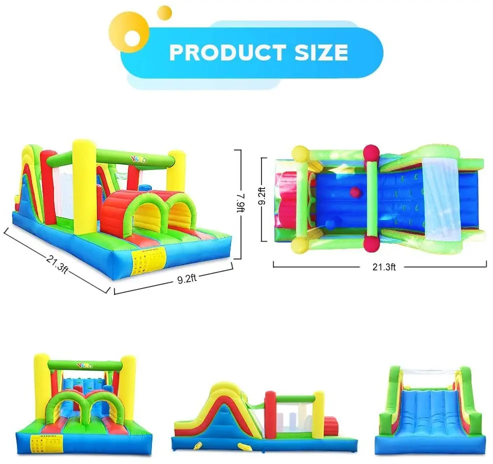 YARD Giant Inflatable Obstacle Course Large Climbing Wall Slide Super Combo Bounce House 6 in 1 with Blower Inflatable Bouncer