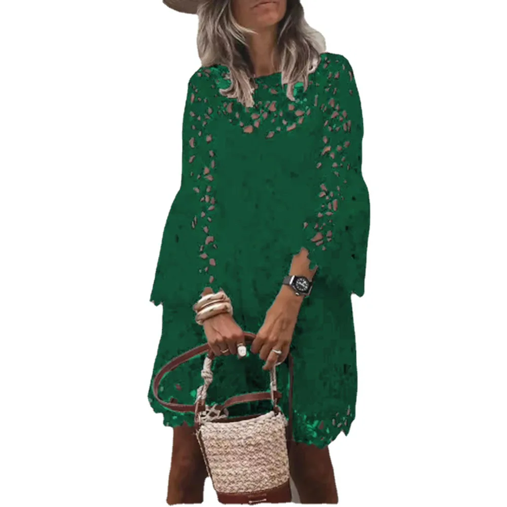 Floral Lace White Dresses Sets Woman 2pcs Ethnic Style Hollow Cover Ups Summer Dress And Tank Tops Casual Dresses For Women