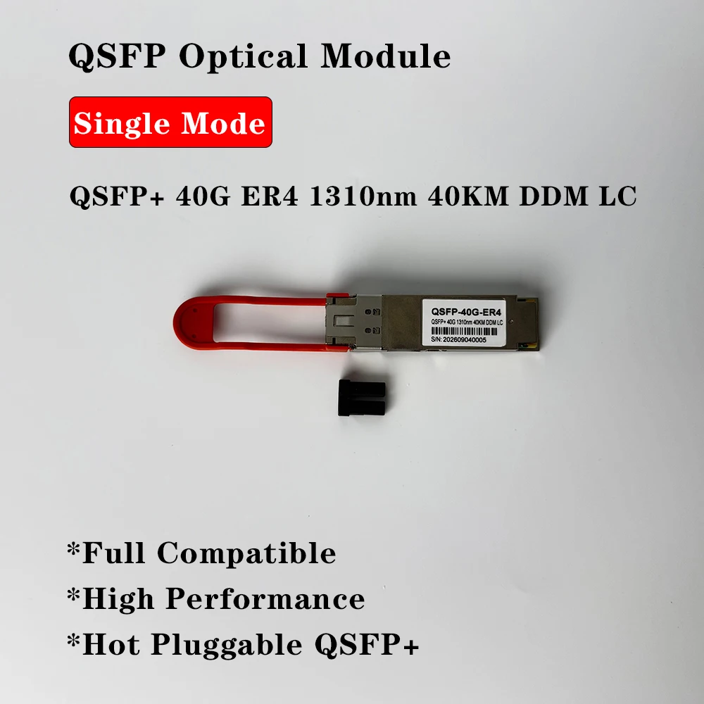 QSFP+ 40GBASE-ER4 40G Compatible Cisco Juniper Mellanox 1310nm 40km Duplex LC SMF DDM Optical Transceiver Module Ethernet Switch