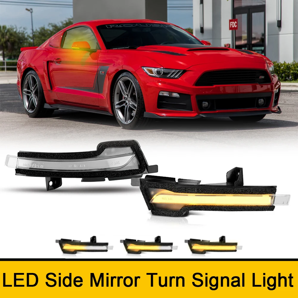 

For Ford Mustang 2015-2021 LED Sequential Blinker Side Mirror Indicator Turn Signal Lights Canbus Amber OEM#FR3Z13B374A