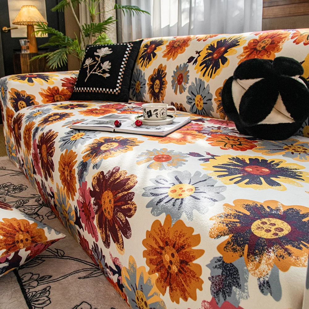 Stretch Living Room Jacquard Sofa Cover L-shaped Jacquard Thick Sofa Cover 1/2/3/4 Seater Corner Sofa Cover