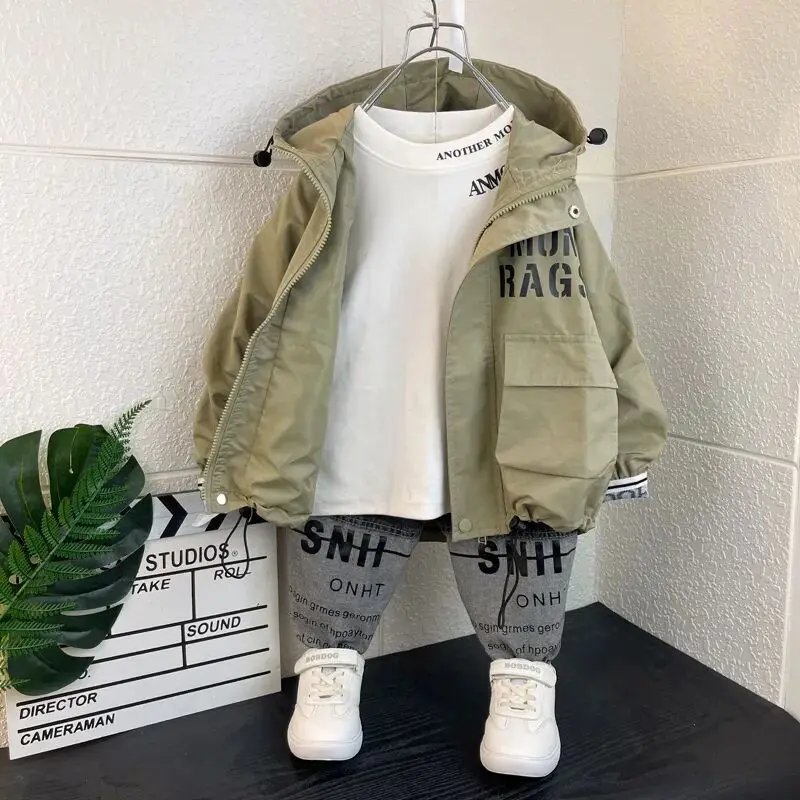 Kinder kleidung Frühling und Herbst Jungen Wind jacke Mantel neue Jungen Mode Kapuzen jacke Kinder Baby jacke