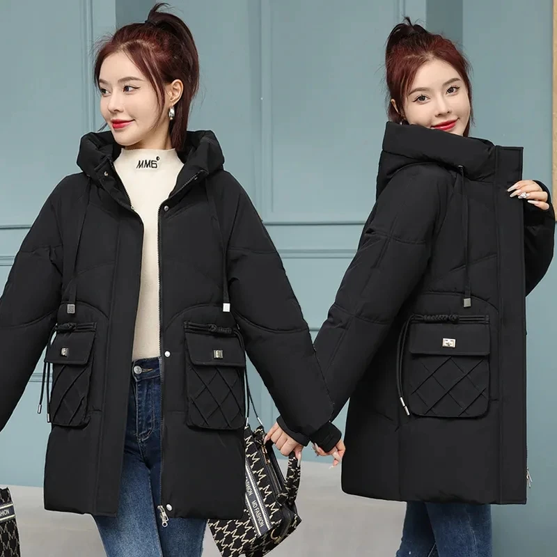 New Women Winter Jacket Thicke Warm Cotton Padded Jacket Female Long Parkas Hooded Bread Cotton Coat Snow Wear Women Outwear