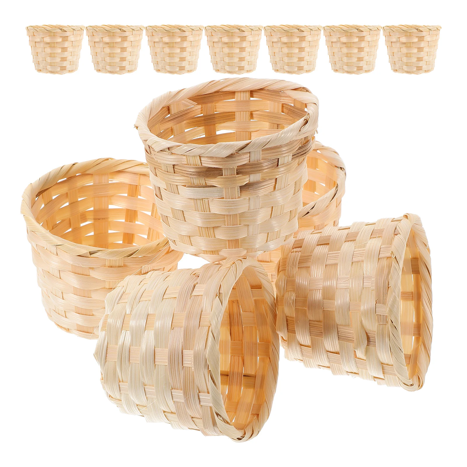 

12 Pcs Seagrass Bamboo and Wood Woven Basket Party Favor Indoor Light Brown Baby