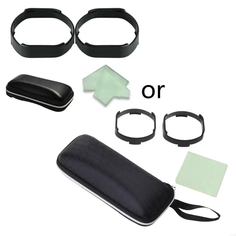 

T3LB Lens Anti-Scratch Rings for PS VR2 Glasses Slot Brackets Lightweight Frame with Storage Bag Clean Cloth Glasses Spacer