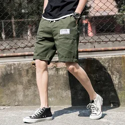 Short cargo en coton vert armée pour homme, bermuda de travail, longueur au genou, pantalon Wstring, mode, proximité, été, 2024