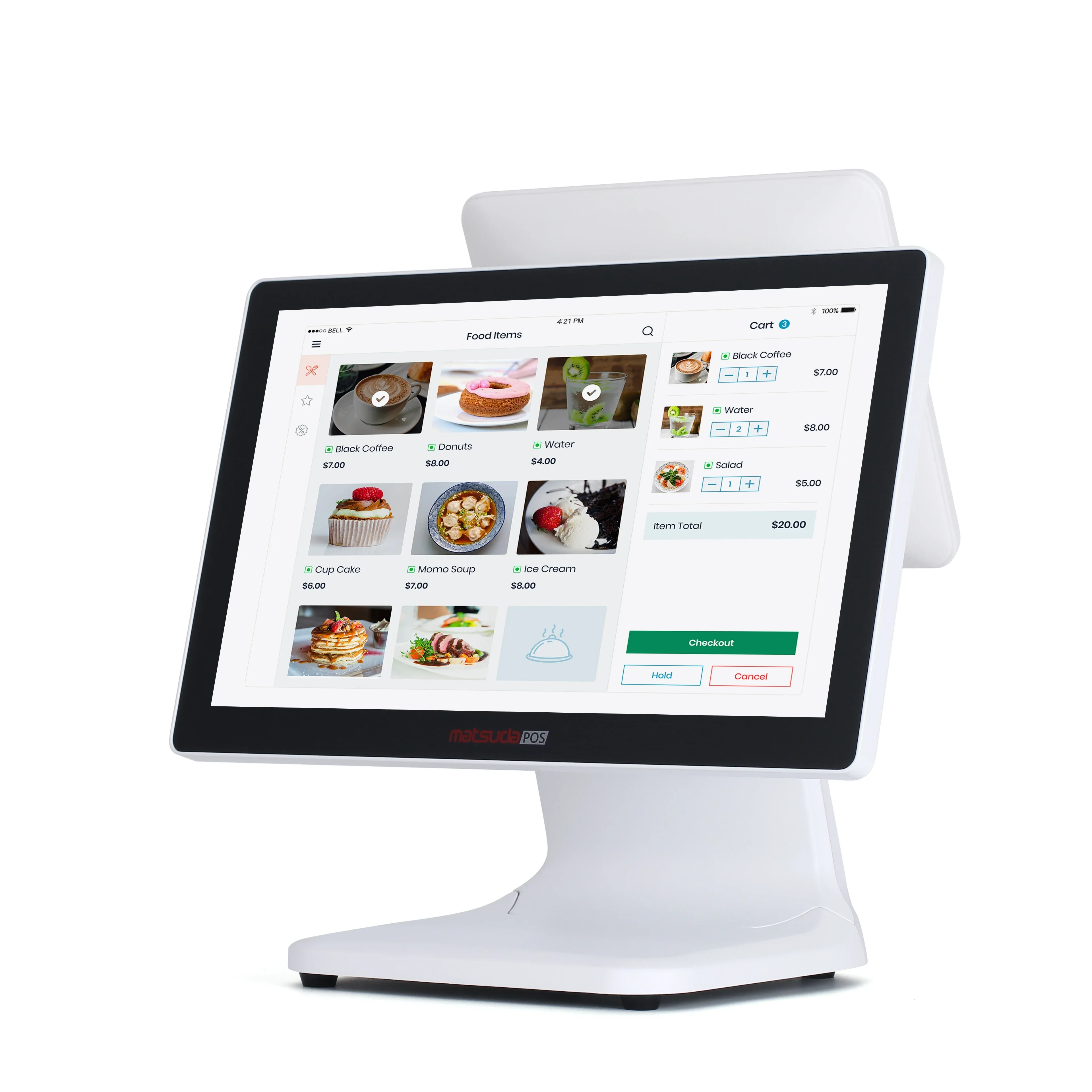 In stock Matsuda 15.6inch Double Screen Touch Cash Register High-Efficiency Stable Supermarket POS System Terminal