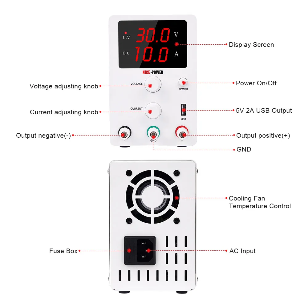 NICE-POWER 30V 5A Adjustable Laboratory Power Supply 30V 10A Switching Regulated Power Supply 60V 5A 120V 3A For Phone Repair