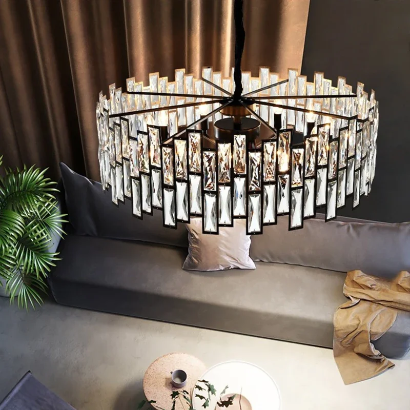 Sleek Clip-On Black Round Chandelier by Km MICHY-Petit
