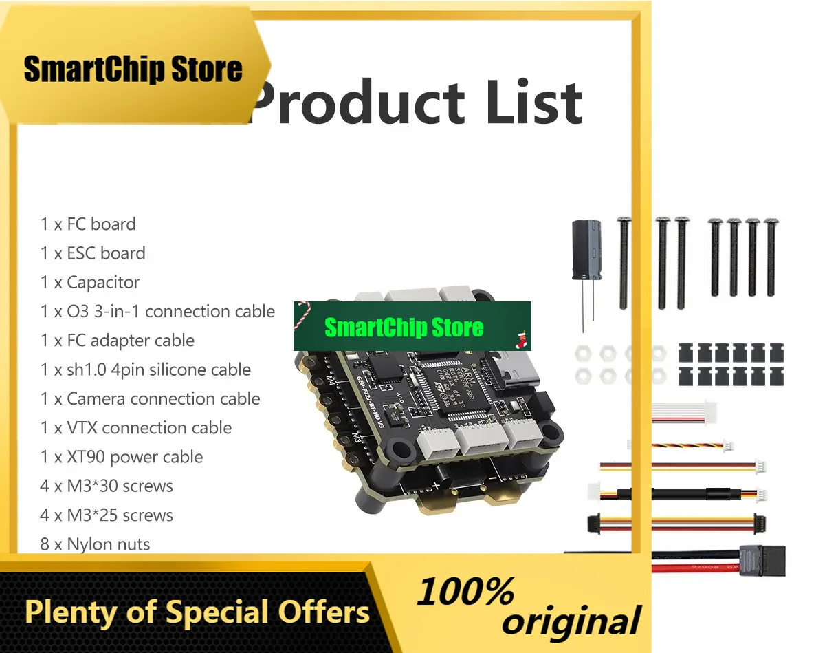 SmCpTAKER F722 BT 32Bit 50A STACK F722-BT-HD V3 FC BL32 50A 96K 4IN1 32Bit ESC