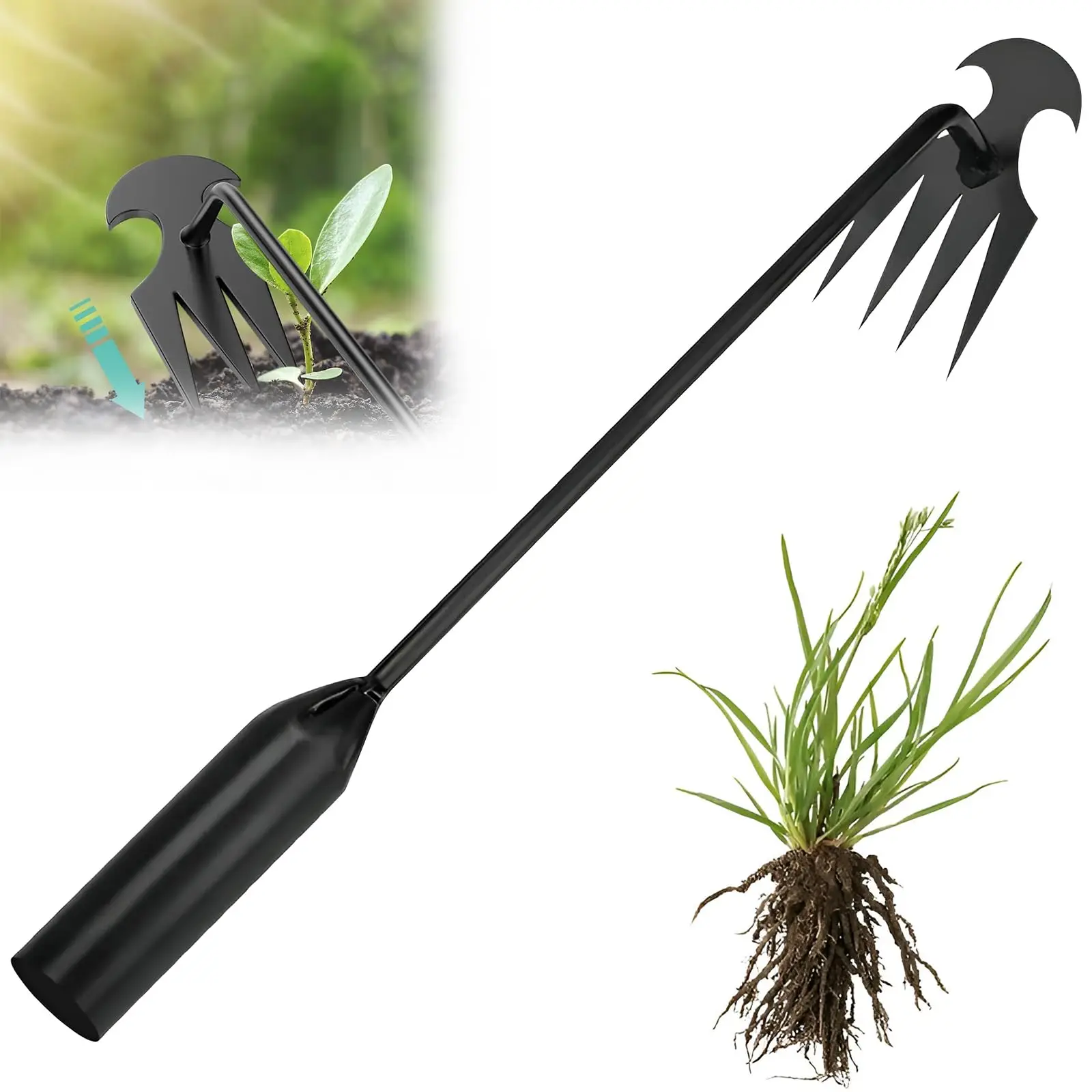 15.7 Inches Portable Garden Tool 4-Teeth Steel Forged Uprooter For Weeds DIY Grade OEM Customizable Accessories