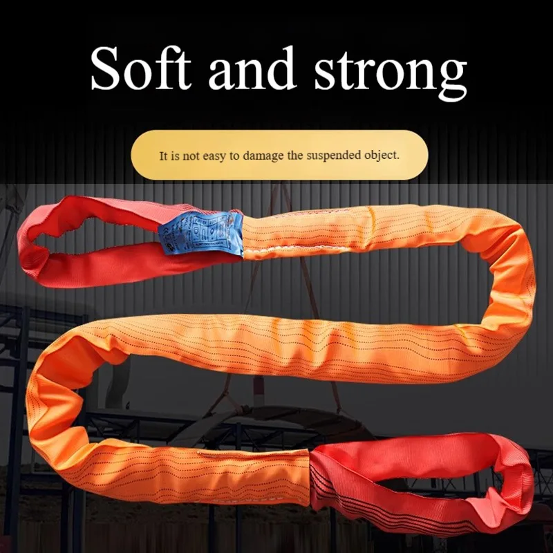 Heavy Duty Round Sling Flexible Lifting Belt With Double Safety Buckle For Industrial Crane And Tree Work Applications