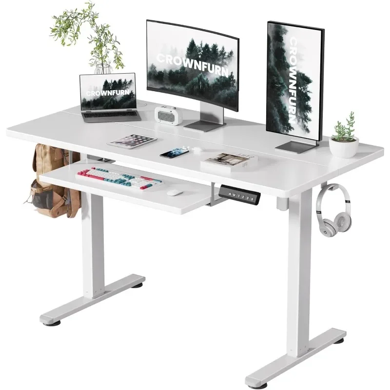 

Electric Standing Desk with Keyboard Tray, Adjustable Height Stand Up Desk for Home Office, 48x24 Inches Sit Stand Desk