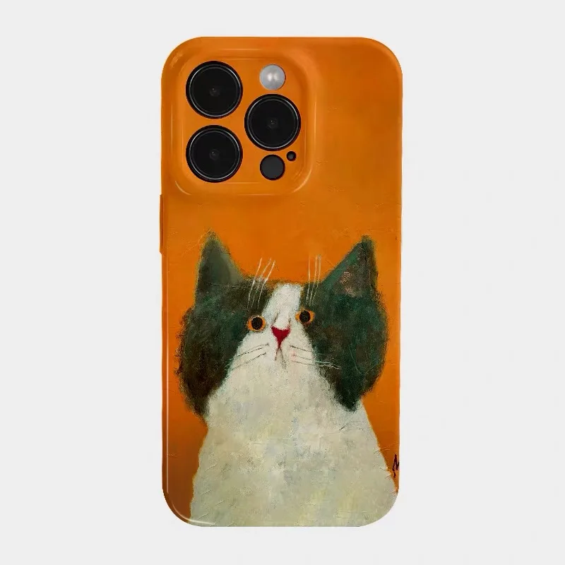 

Ins Korean Orange Cute Cat Phone Case for IPHONE 17 Air 16E 15 PROMAX 14 Plus 13 12 MINI 11 PRO 16Plus XR XS Acrylic Phone Cover