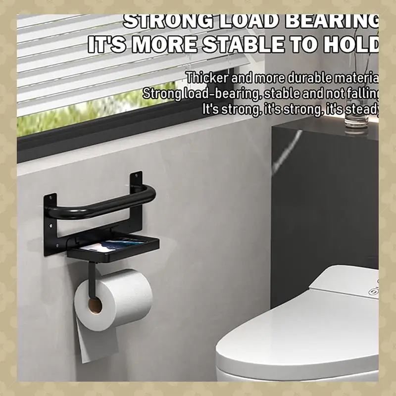 AB45 Support Grab Bars For Bathtubs And Showers With Attached Toilet Paper Holder, Assistance Handle Design