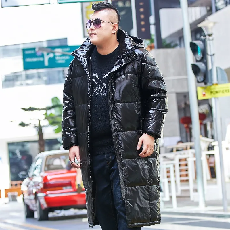 Winter Clothes Men Duck Down Coat Black Extra Long Knee Length Warm Coldproof Large Plus Size 10XL 9XL 8XL Hooded Down Jacket