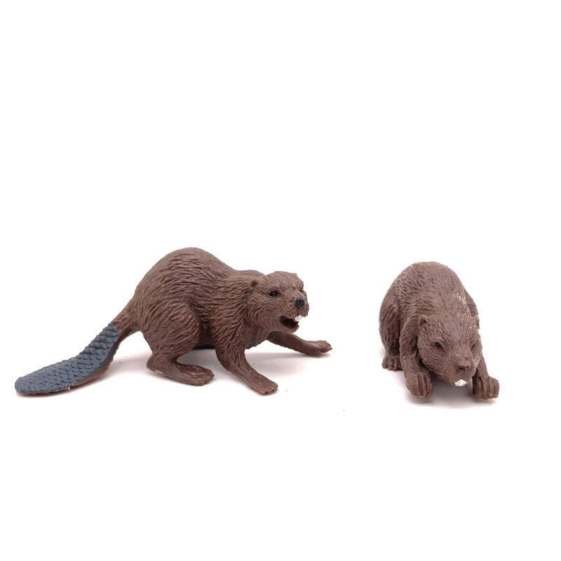 Realistic Animal Toy Model Sit Stand Beaver Resin Figure Figurine Home/Office Decor Collectible Toy Kid Early Education